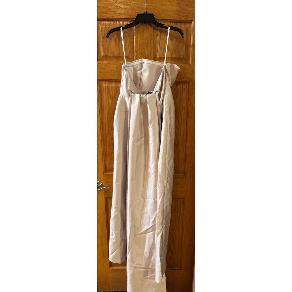 Alfred Sung Champagne Strapless Satin Twill Column Gown size 16 #D876 - Picture 6 of 8